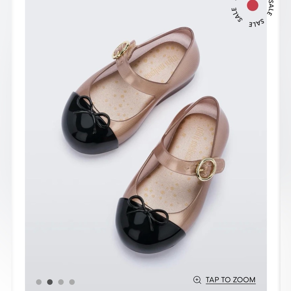 Mini Melissa Rose Gold Mary Jane with Black Cap Toe